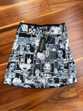 Current Mood Manga Anime Comic Print Mini Skirt NWT Size Small
